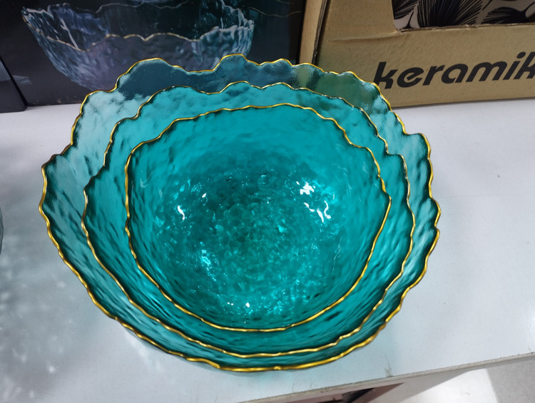 کاسه وپیاله3تایی رنگی وشفاف