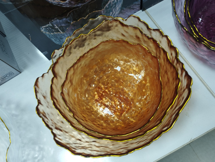 کاسه وپیاله3تایی رنگی وشفاف